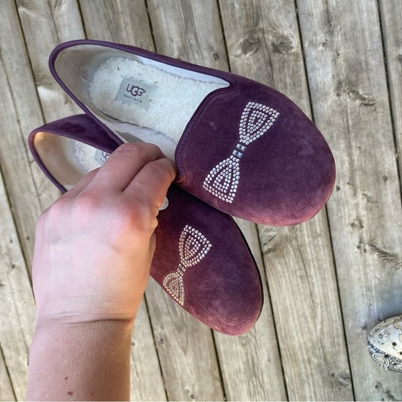 Ugg Sherpa Lined Ballet Flats Size 10 Burgundy - Picture 4 of 8